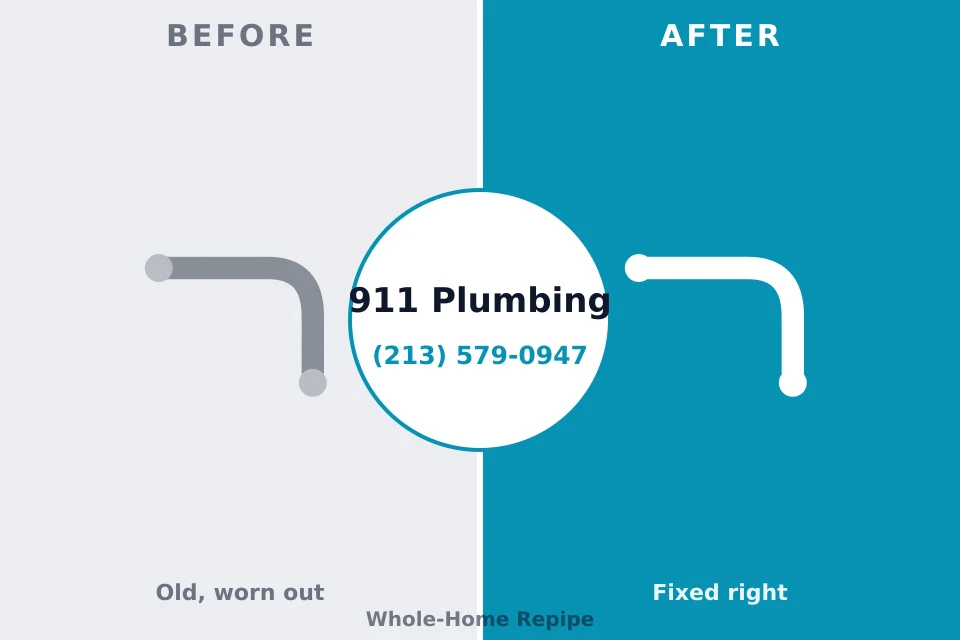 Before and after: plumbing repair Cottonwood Falls, KS